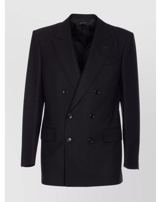Tom Ford Blue Wool Double-Breasted Blazer for men