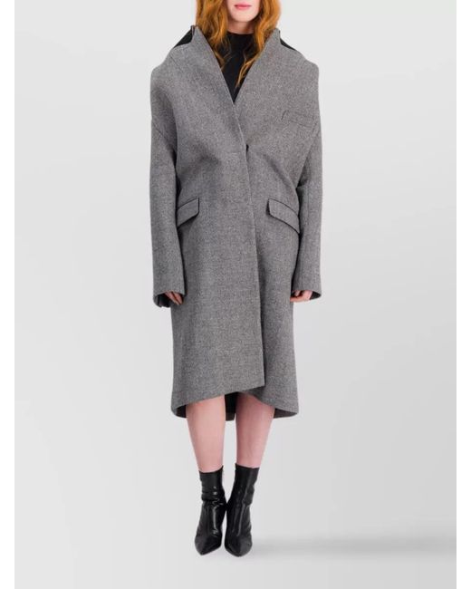 Coperni Gray Hooded Double Breasted Coat