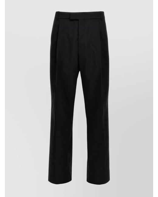 McQueen Black Wool Straight-Leg Trousers for men