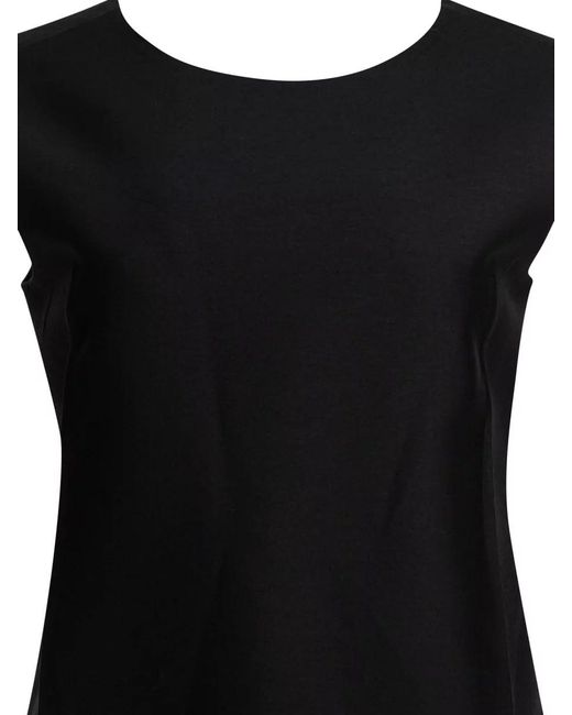 Sandbeige Black Sleeveless Dress Scoop Neckline Design