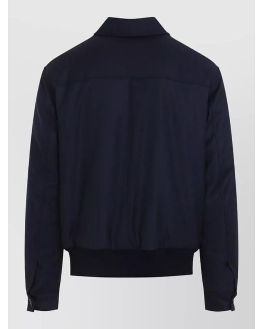 Kiton Blue Long Sleeve Bomber Jacket Point Collar for men