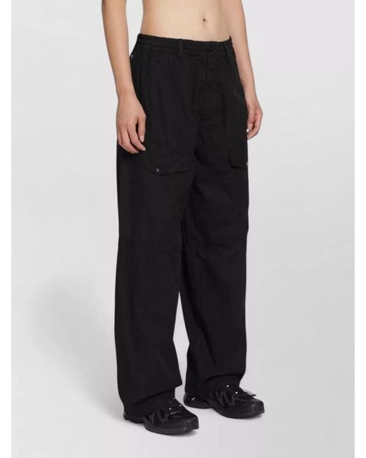 C P Company Black Wide Leg Nylon Silk Cargo Pants for men
