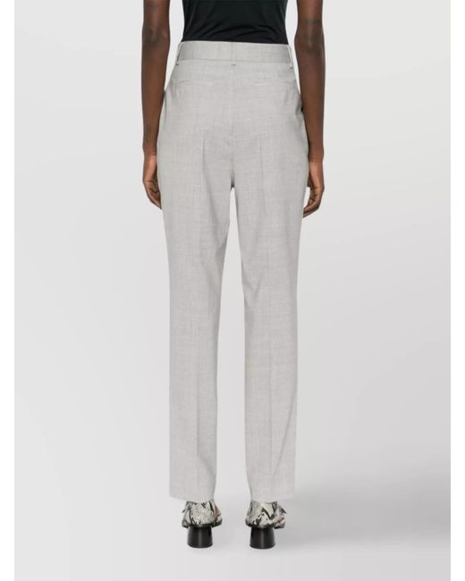 P.A.R.O.S.H. White High-Waisted Wool Trousers With Crease Detail