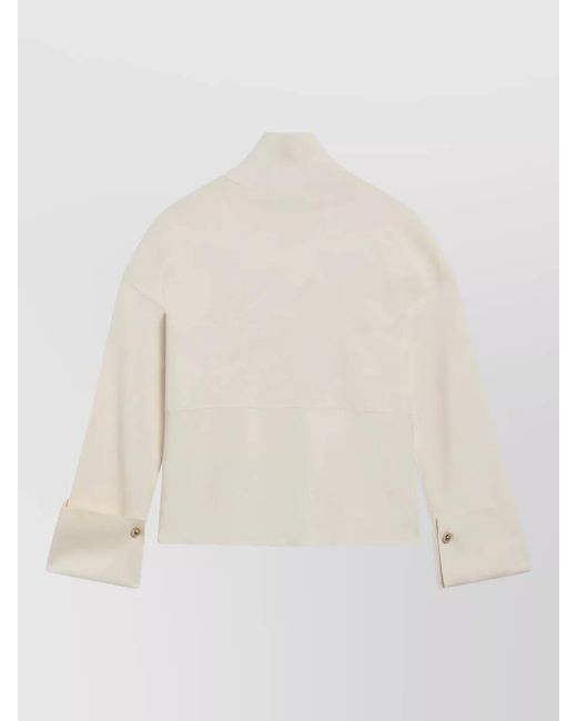 Max Mara White High Collar Jacket Long Sleeves Cuffs