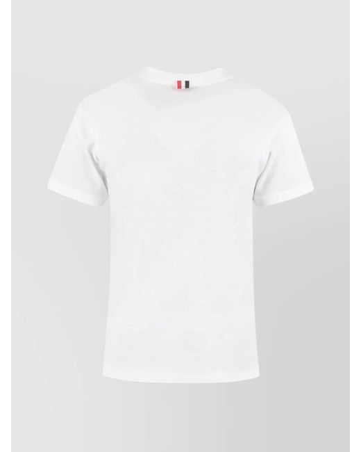 Thom Browne White Cotton Ribbed Crew Neck T-Shirt