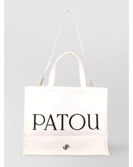 Patou White Cotton Large Tote Bag