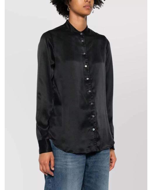 Pierre Louis Mascia Black Silk Long-Sleeve Shirt