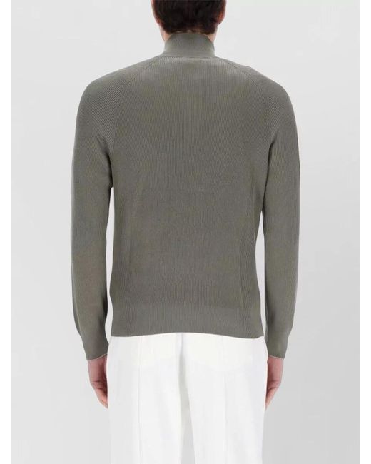 Brunello Cucinelli Gray Cotton Zip Shirt for men