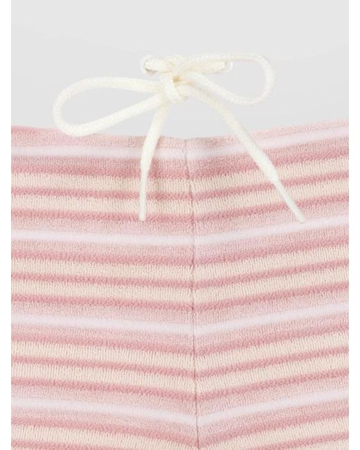 Adidas Pink Shorts Straight Cut Elastic Waistband Stripes