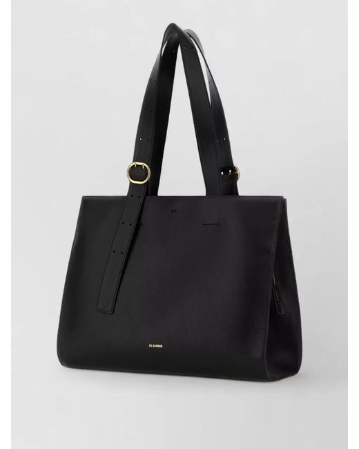Jil Sander Black Cannolo Leather Shoulder Bag