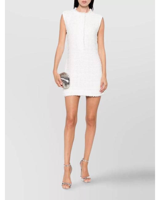 IRO White Sleeveless Tweed Mini Dress