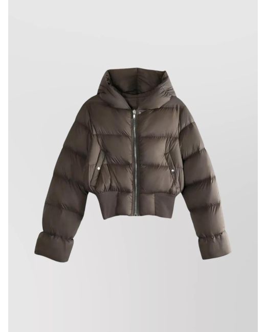 Rick Owens Multicolor Puffer Jacket With Hood And Ribbed Hem
