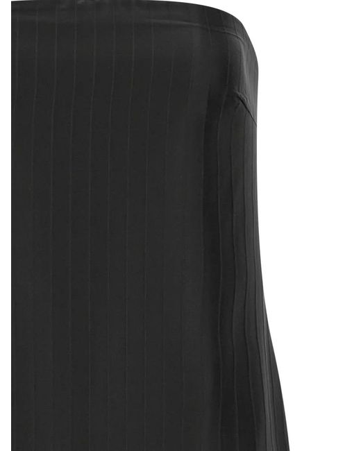 Loulou de Saison Black Striped Off-The-Shoulder Sleeveless Midi Dress