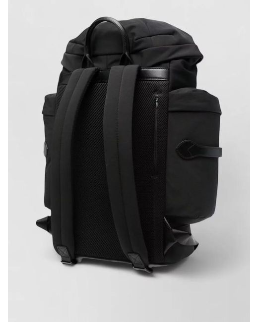 Emporio Armani Black Nylon Backpack Foldover Top Shoulder Straps for men