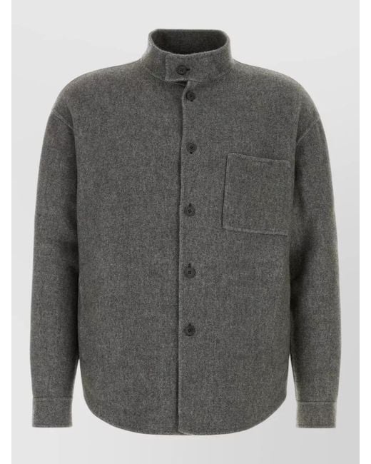 Giorgio Armani Gray Silk Cashmere Overshirt for men