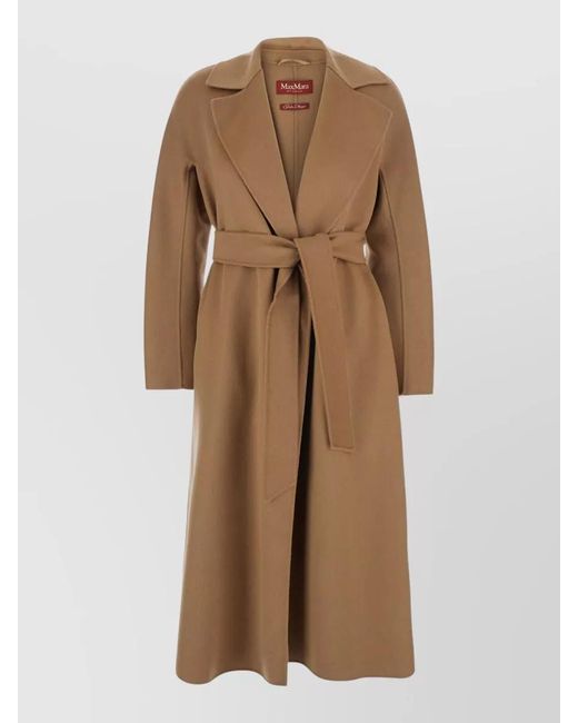 Max Mara Natural Wool Silk Cashmere Wrap Coat