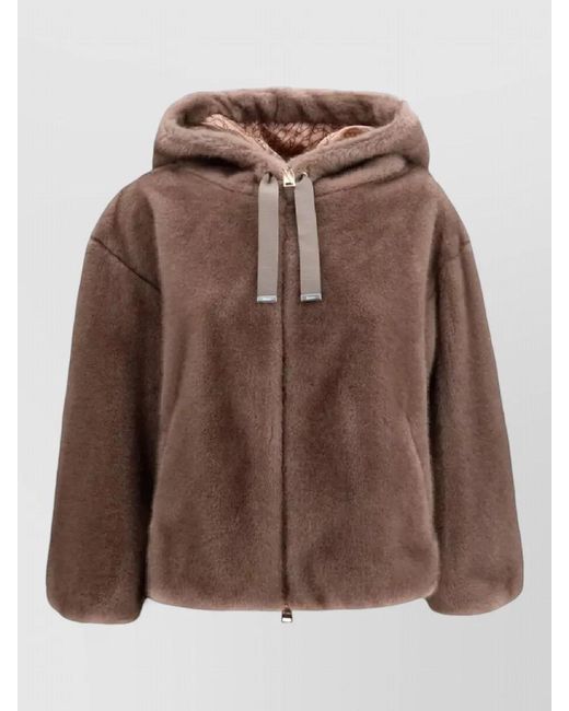 Herno Brown Hooded Jacket Casual Fit Warm