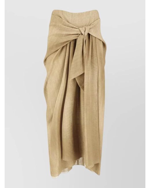 Ermanno Scervino Natural Midi Skirt Wrap Design Bow Detail