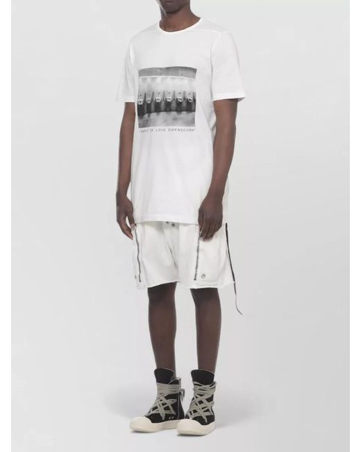 Rick Owens White Asymmetric Hem Cotton T Shirt Short Sleeves for men