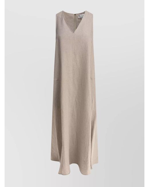 【Max Mara】A-line sleeveless dress Max Mara A-Line Silhouette Sleeveless V-Neckline Dress in