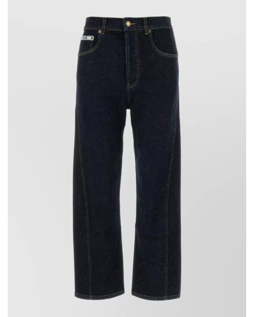 Moschino Blue High-Rise Straight-Leg Denim Jeans