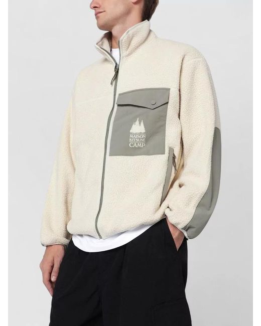 Maison Kitsuné Natural High Collar Jacket Chest And Side Pockets for men
