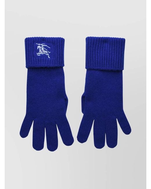 Burberry Blue Ribbed Cashmere-Blend Gloves