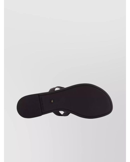 Tory Burch Black Leather Logo-Detail Thong Sandals