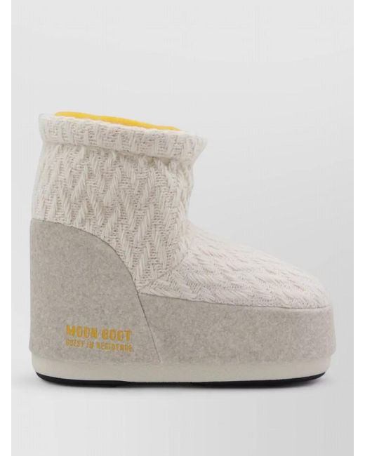 Moon Boot Gray Knit Texture Ankle Boots Modern Design