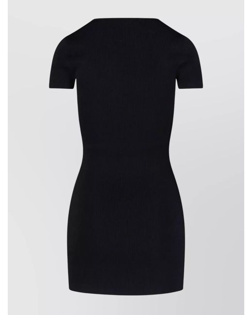 Alexander Wang Black Ribbed Texture Chain Detail Mini Dress