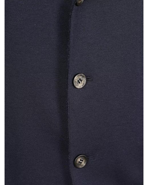 Eleventy Blue Hooded Jacket Long Sleeves Front Pockets Lapel for men