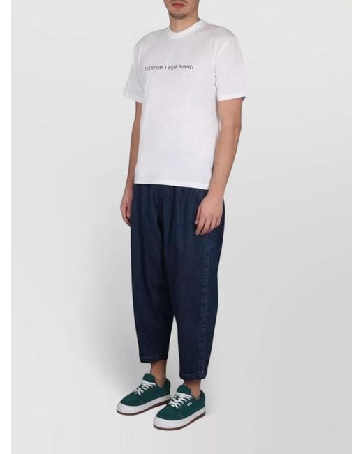 Sunnei Blue Crew Neck T Shirt Graphic Print for men