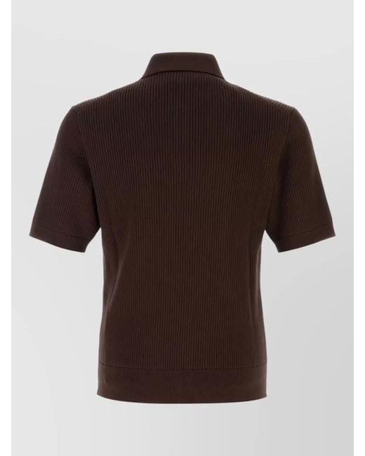 Dolce & Gabbana Brown Short Sleeve Polo Shirt Ribbed Texture for men