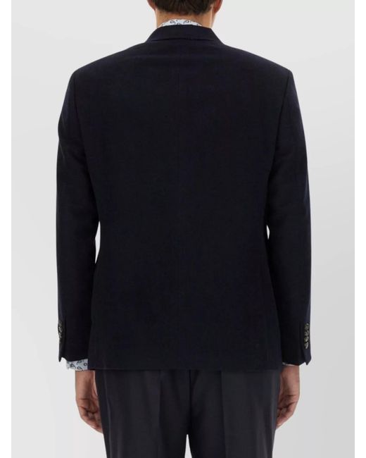 Etro Blue Cashmere Single-Breasted Blazer for men