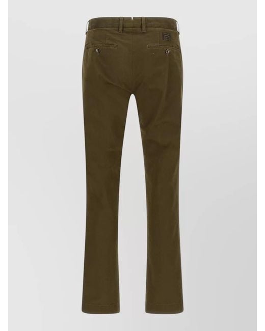Incotex Green Cotton Trousers Belt Loops Back Pockets for men