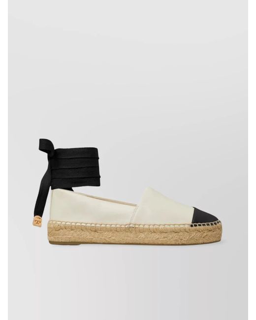 Tory Burch Black Cap Toe Espadrille Sole