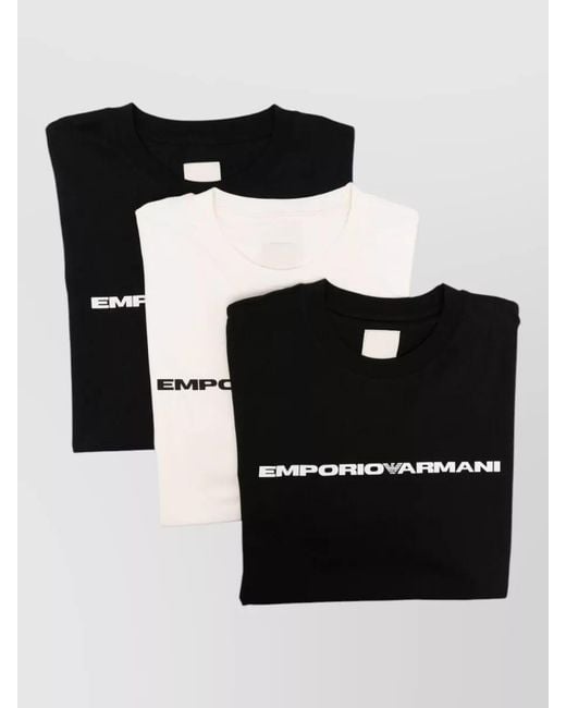 Emporio Armani Black Cotton Logo-Print T-Shirt Set for men