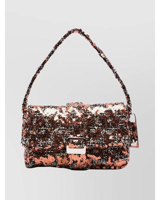 La Milanesa White Adjustable Strap Shoulder Bag With Buckle Detail