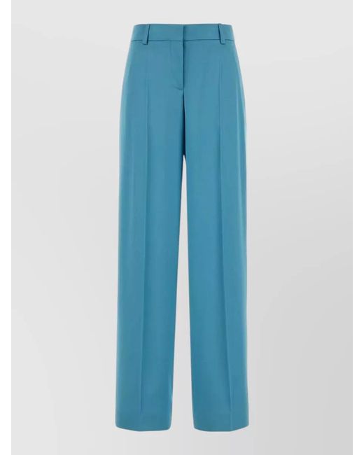 Stella McCartney Blue High Waist Satin Wide Leg Trousers