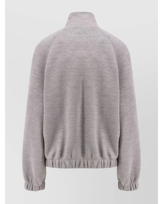 Max Mara Gray Wool Blend High Neck Zip Sweatshirt