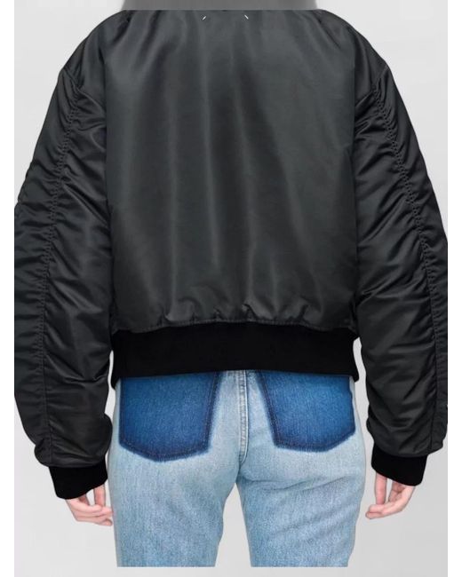 Maison Margiela Black Cropped Nylon Bomber Jacket Casual Style