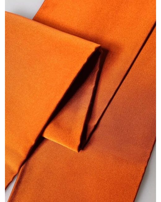 Dolce & Gabbana Orange Silk Fringed Neck Scarf for men