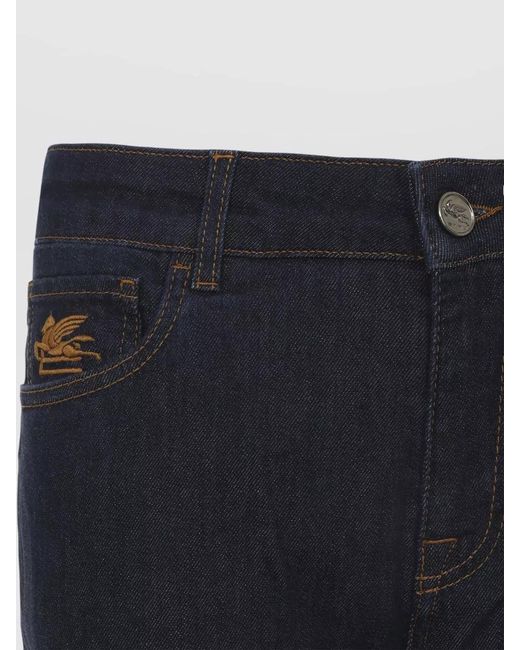 Etro Blue Cotton Denim Straight-Leg Jeans for men