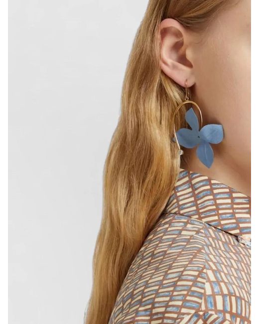 Marni Blue Floral Petal Statement Drop Earrings