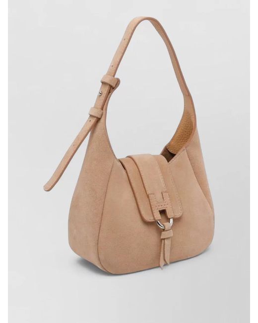 Hogan White H-Hobo Mini Suede Shoulder Bag