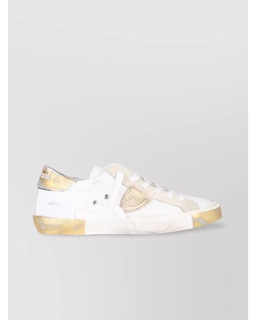 Philippe Model Metallic Leather Low-Top Sneakers