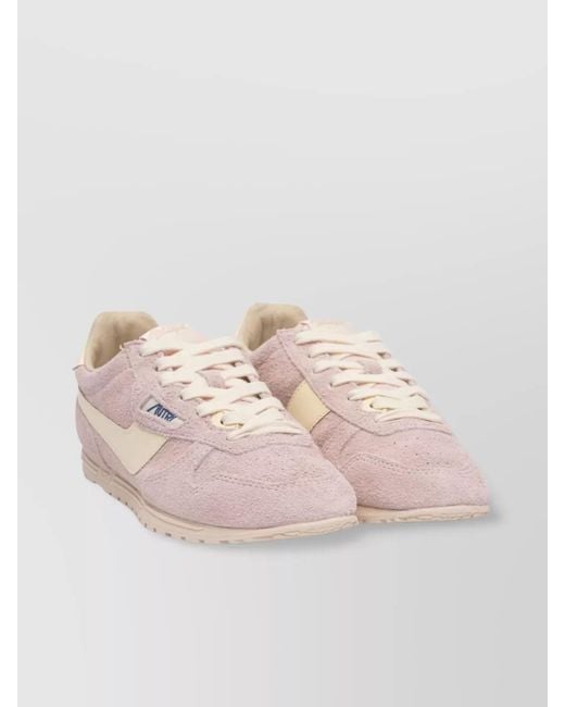 Autry Pink Suede Low-Top Sneakers Rubber Sole