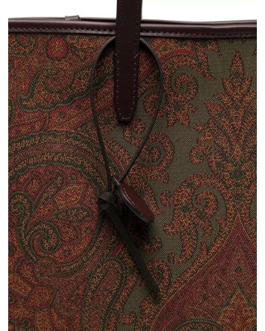 Etro Brown Paisley Shoulder Tote Bag