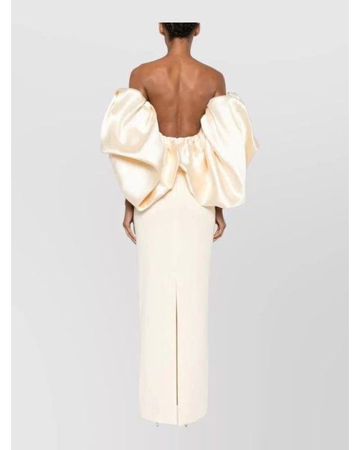 Solace London White Floris Maxi Dress Off Shoulder Satin
