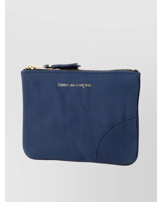 Comme des Garçons Blue Crinkled Leather Pouch